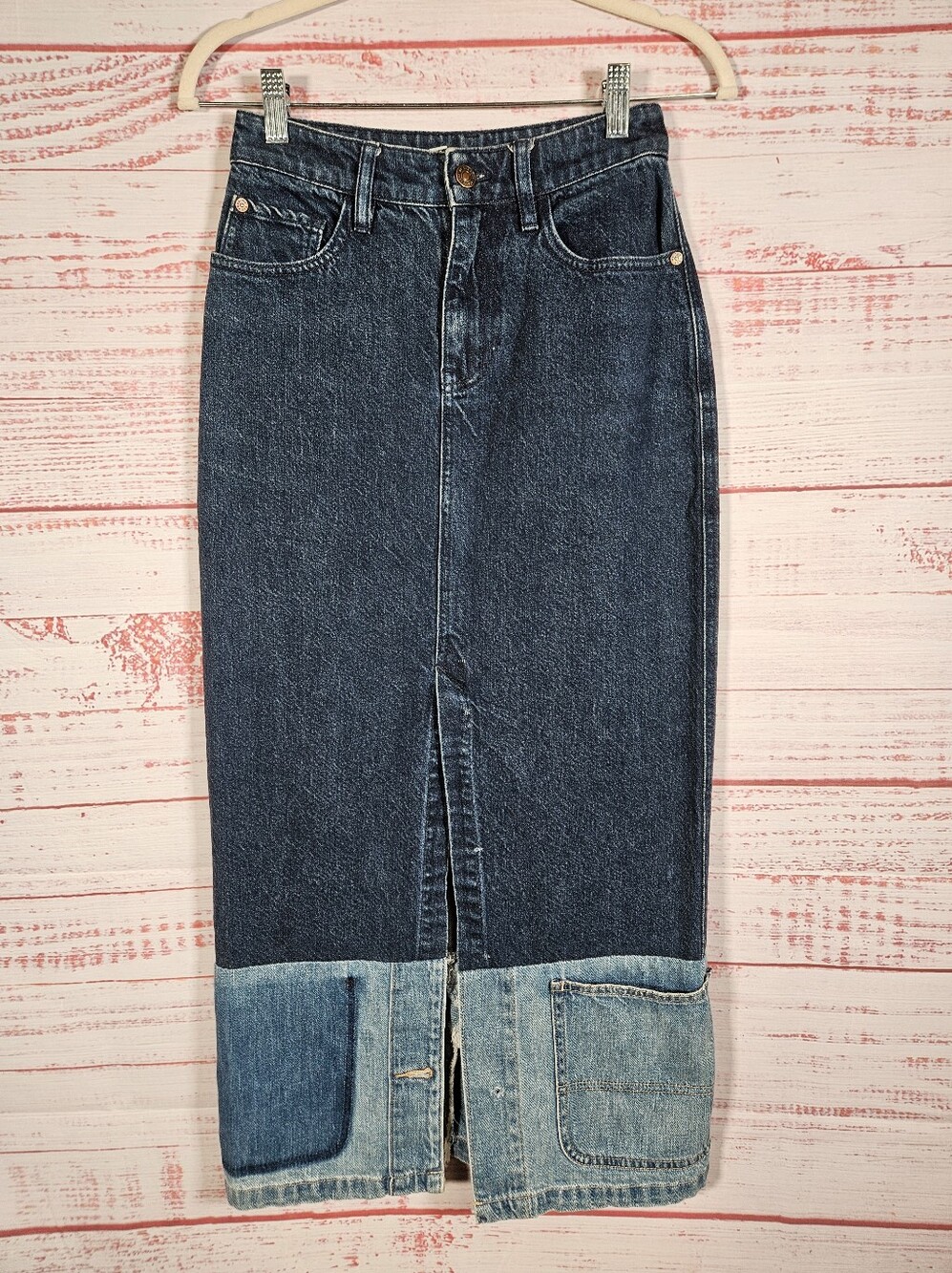 We The Free Two-Tone Denim Maxi Skirt